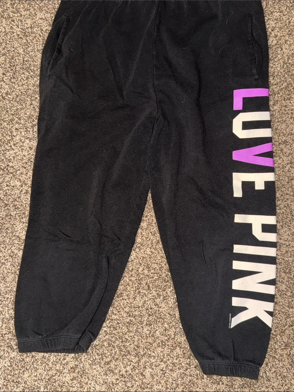 PINK Victoria's Secret Black Crop Sweats size Small